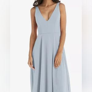 Dessy Deep V-Neck Chiffon dress in Mist
